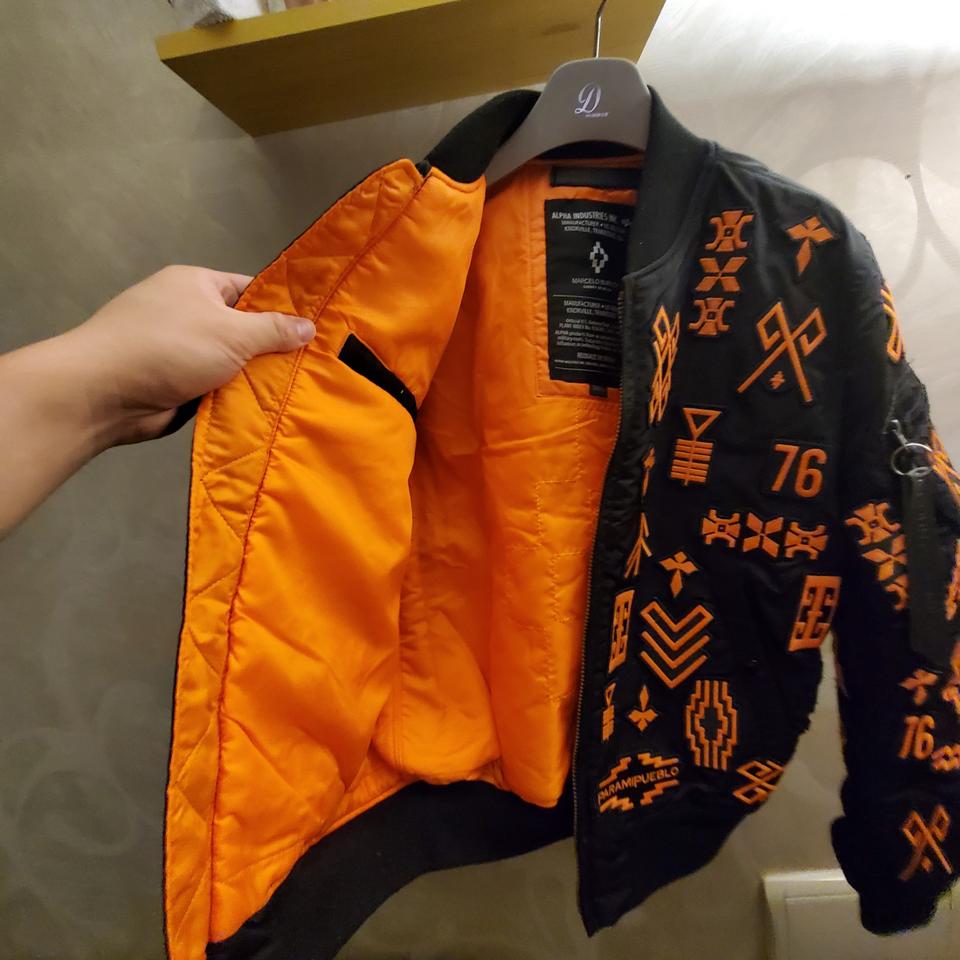 (정품)마르셀로 블론 남자 오렌지 패치 항공 점퍼 봄버