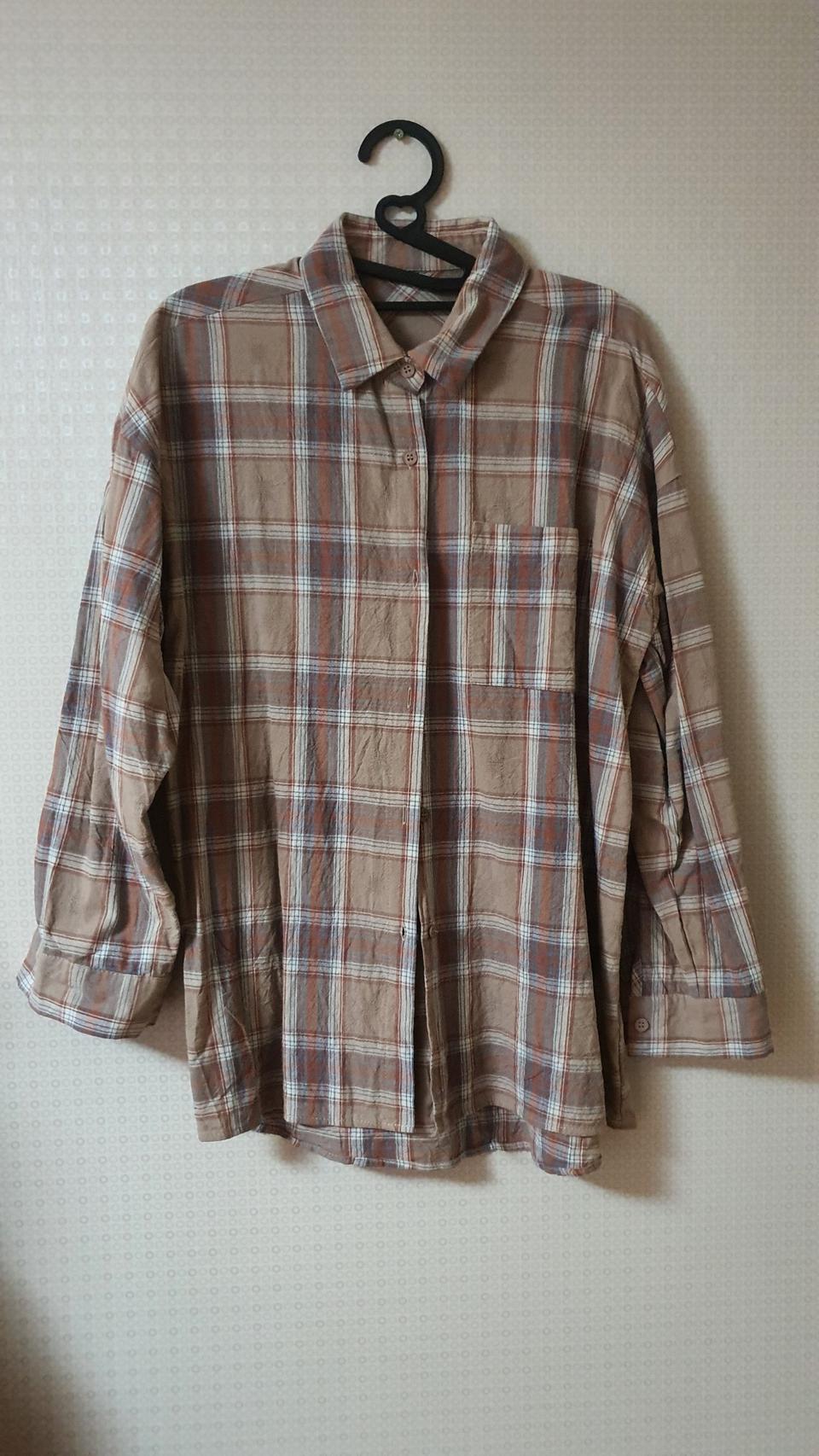 갈색체크 남방오버핏