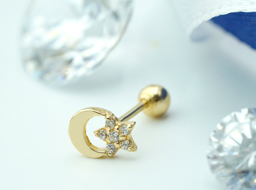 14k 블링스 별달 피어싱