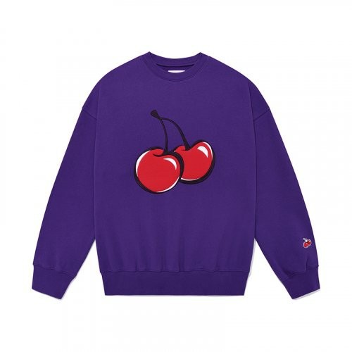 ✔(정품,새상품)키르시 빅 체리 스웻셔스 ja 퍼플(기모) 맨투맨