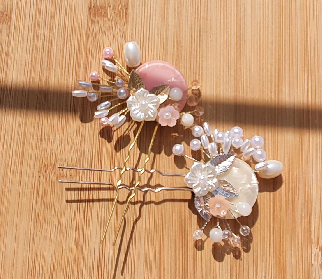 뒤꽂이 비녀 <,민트 핑크 아이보리>