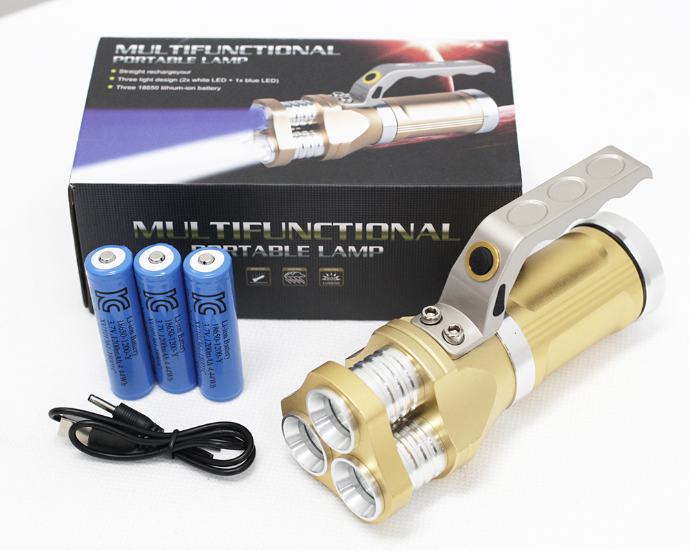 새상품) 최강밝기 3구 T6X3 LED랜턴, 손전등