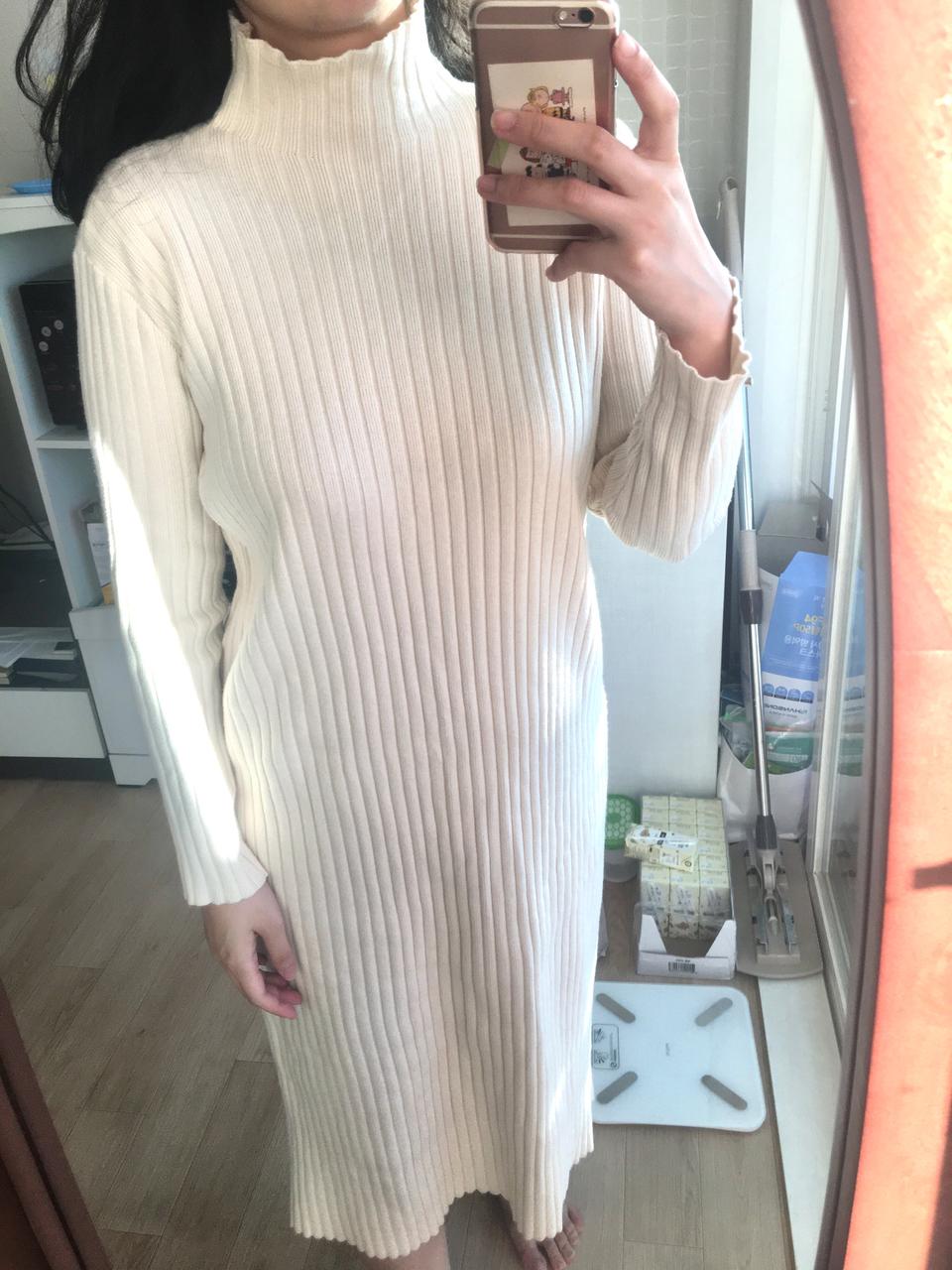 아이보리 골지 롱니트원피스(택포)