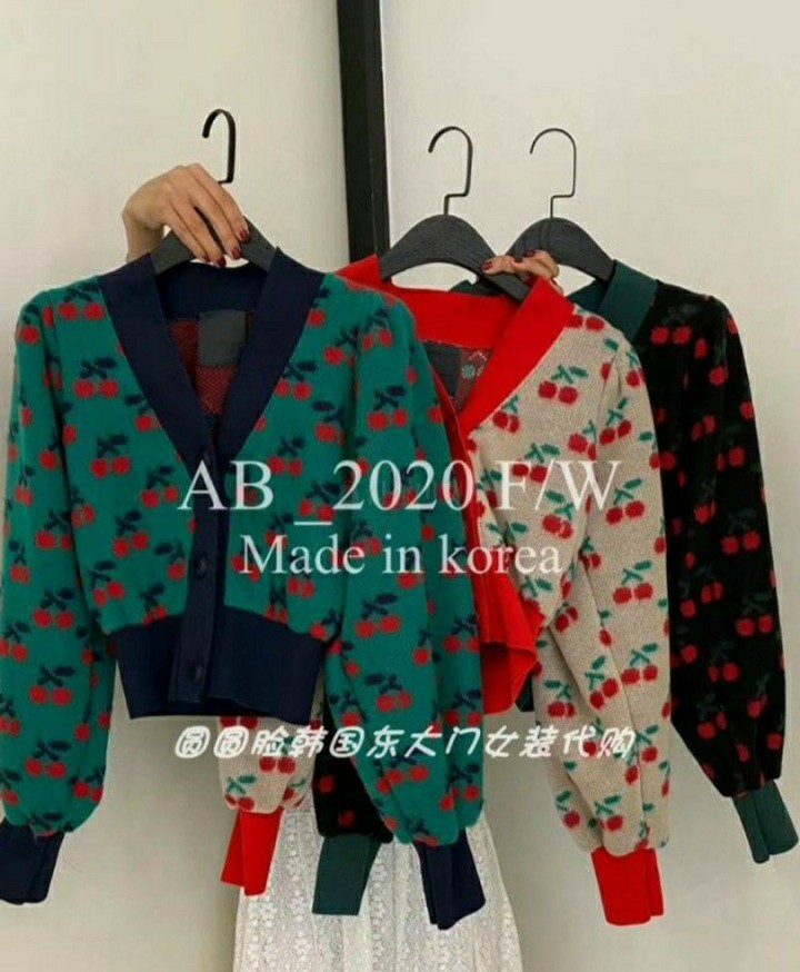 체리 퍼프 쫀득 니트가디건