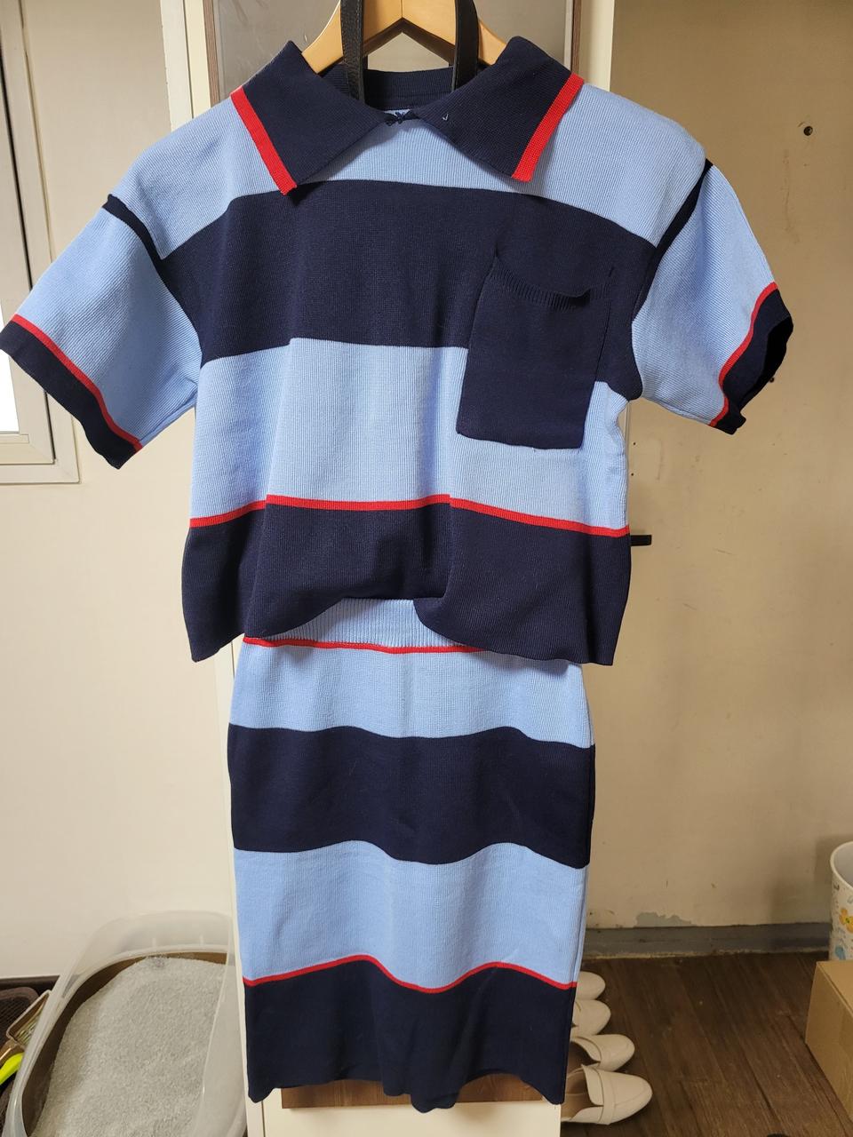 니트 투피스 치마 미니스커트