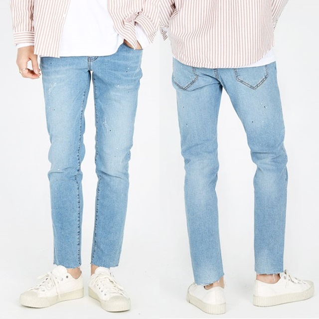 남성 슬림 일자 워싱 데님팬츠 S-2XL