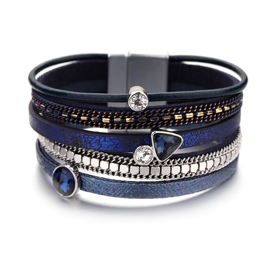 보헤미안 멀티 레이어드 여성용 가죽 팔찌