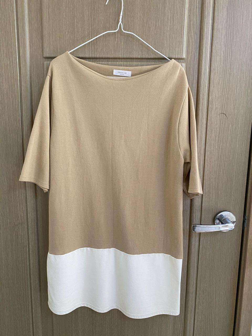 가죽배색 원피스