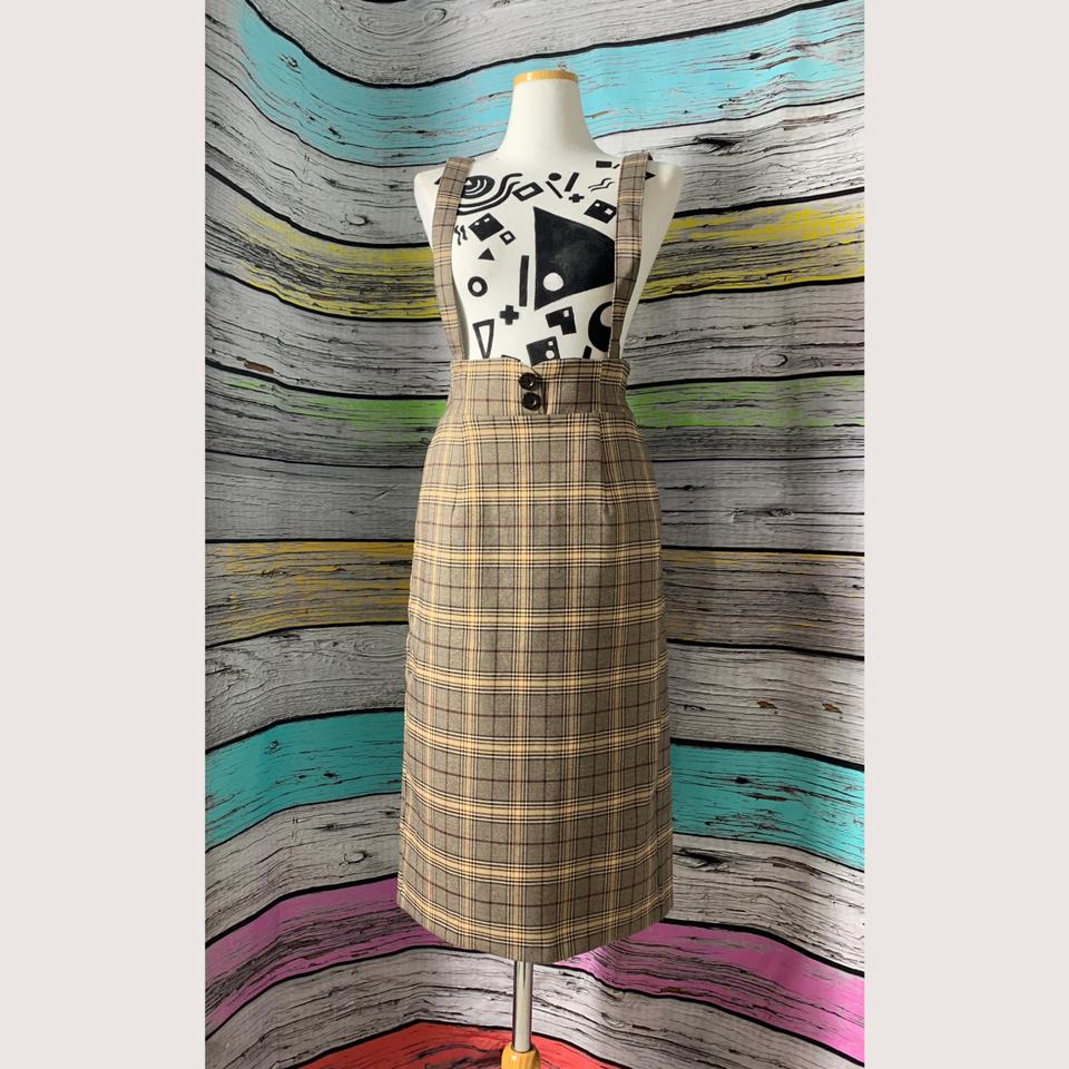 체크 오버롤 스커트