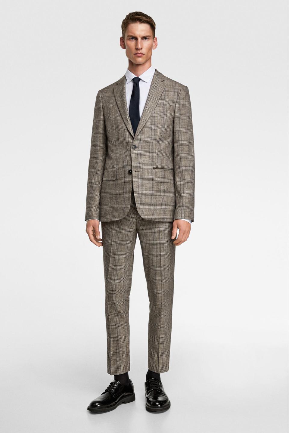 자라 체크 셋업 수트