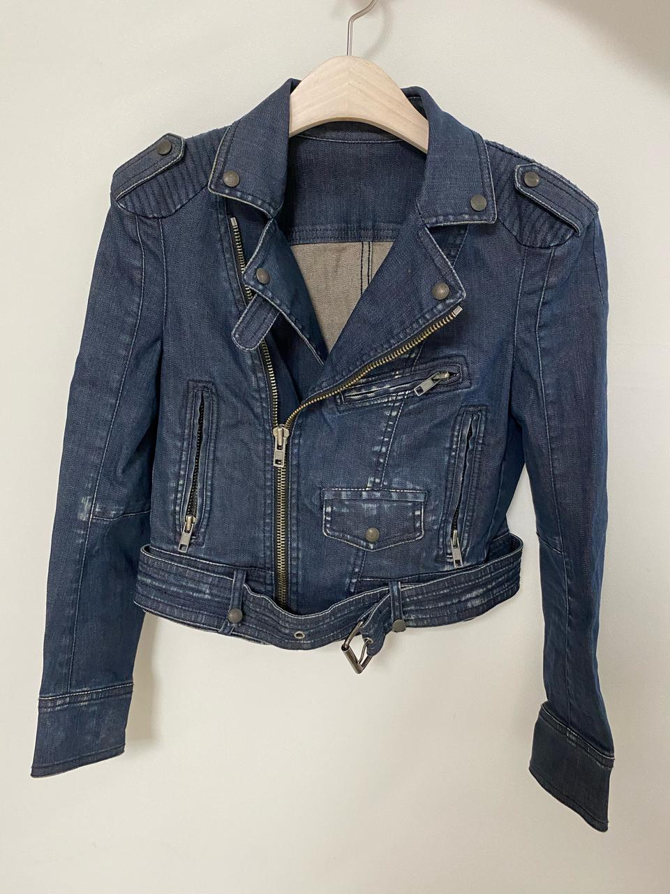 시스템 데님 바이커자켓
