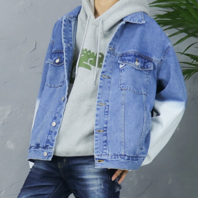 남자 오버핏 팔 배색 청자켓