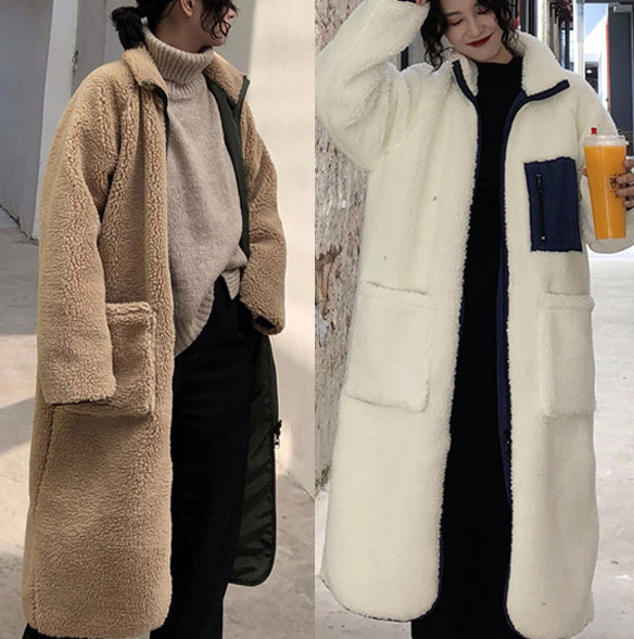 [재입고]리버시블 롱 양털자켓/롱자켓/양면자켓/롱패딩