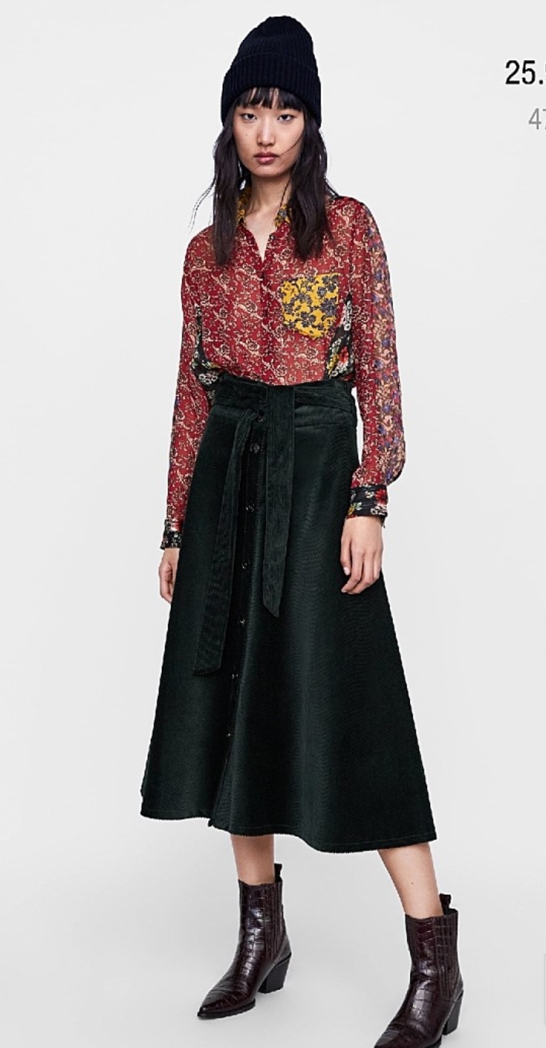 자라 코듀로이 스커트 S(택포)