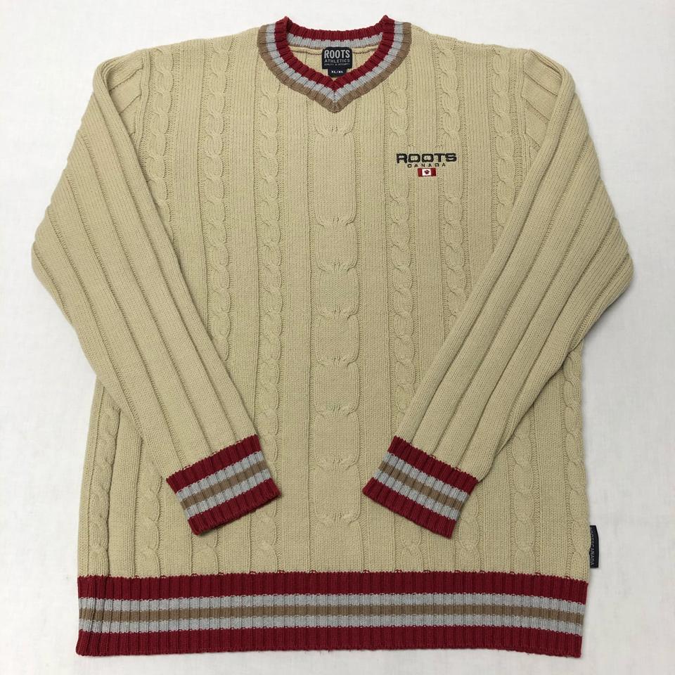 루츠캐나다 올드스쿨 브이넥 꽈배기니트 (XL)