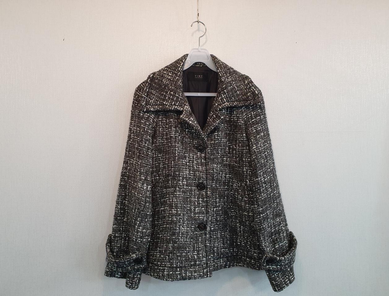 TIME 타임 트위드 짜임 코트 겸 자켓