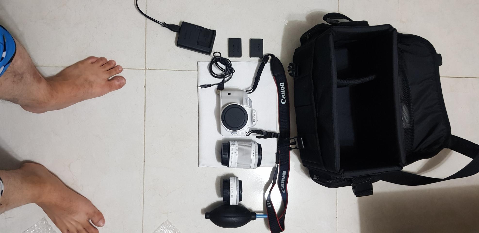 캐논 100D 카메라 랜즈 2개 가방 SD8기가