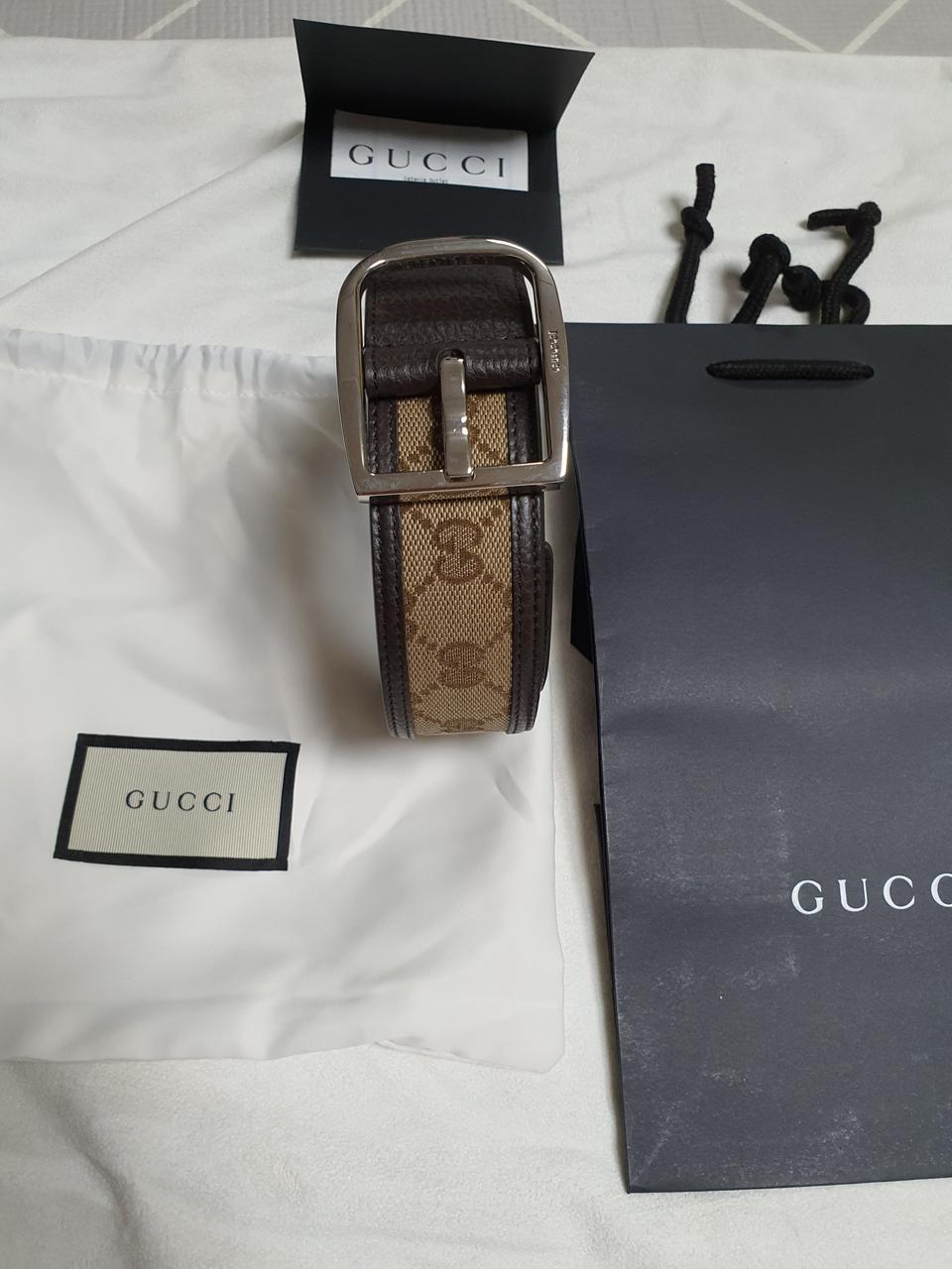 ☆새상품☆구찌 캔버스 레더라인 벨트 449716 KY9LN