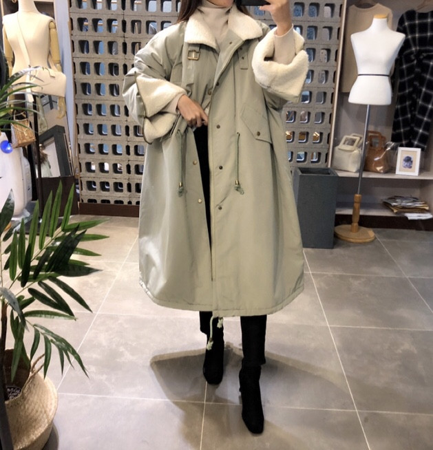 남녀공용 양털 야상 점퍼 ( 패딩 ) 네이비 컬러