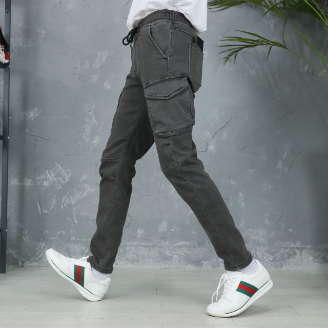 남자 옆카고 밴딩 바지 슬림 팬츠 2컬러