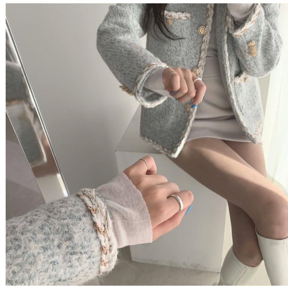 싱글 트위드 재킷 코디셋트