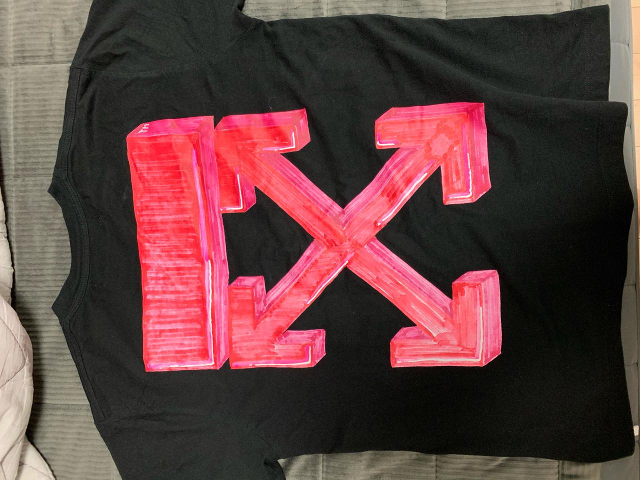 오프화이트 20ss 마커펜 핑크 반팔티 박시핏