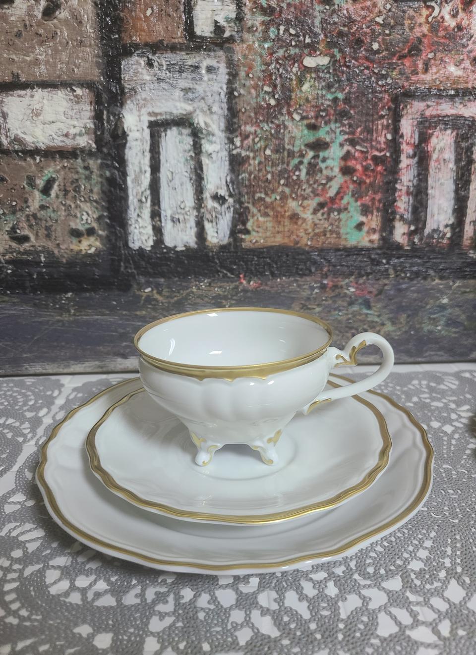 바이마르 샤토 엘레강스 골드 weimar 네발굽 트리오 찻잔