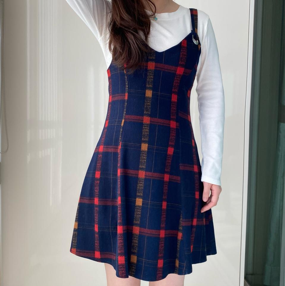 코인코즈 체크 원피스 s