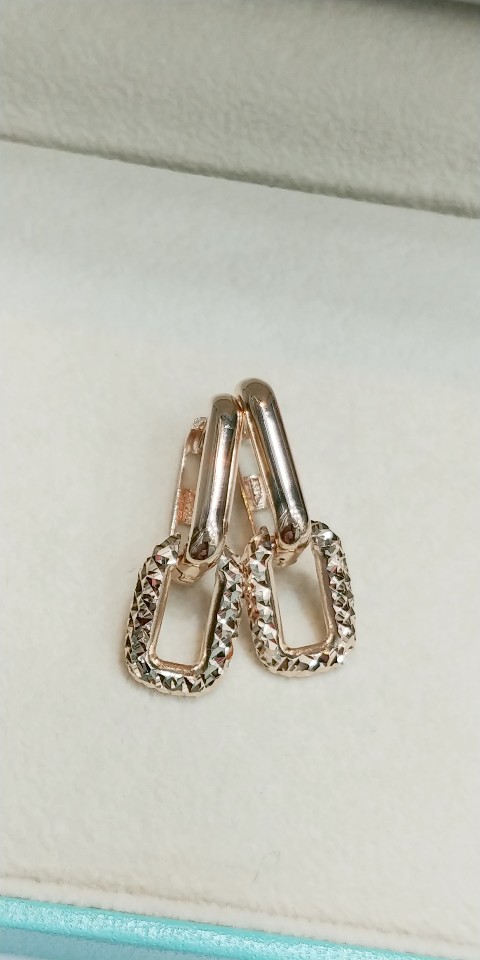 최저가!!14k 클립 스퀘어 컷팅 더블 귀걸이