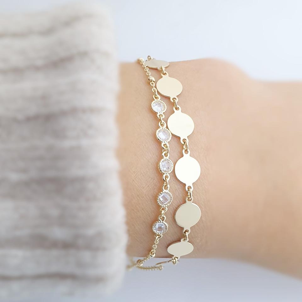 14K 골드 두줄 팔찌