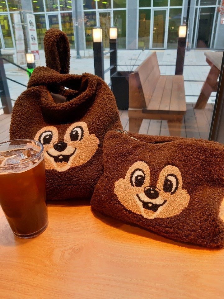 뽀글이 캐릭터  인조양털 가방&파우치