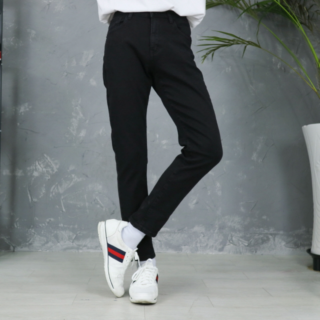 남자 약기모 밴딩 청바지 스판 데님 블랙진