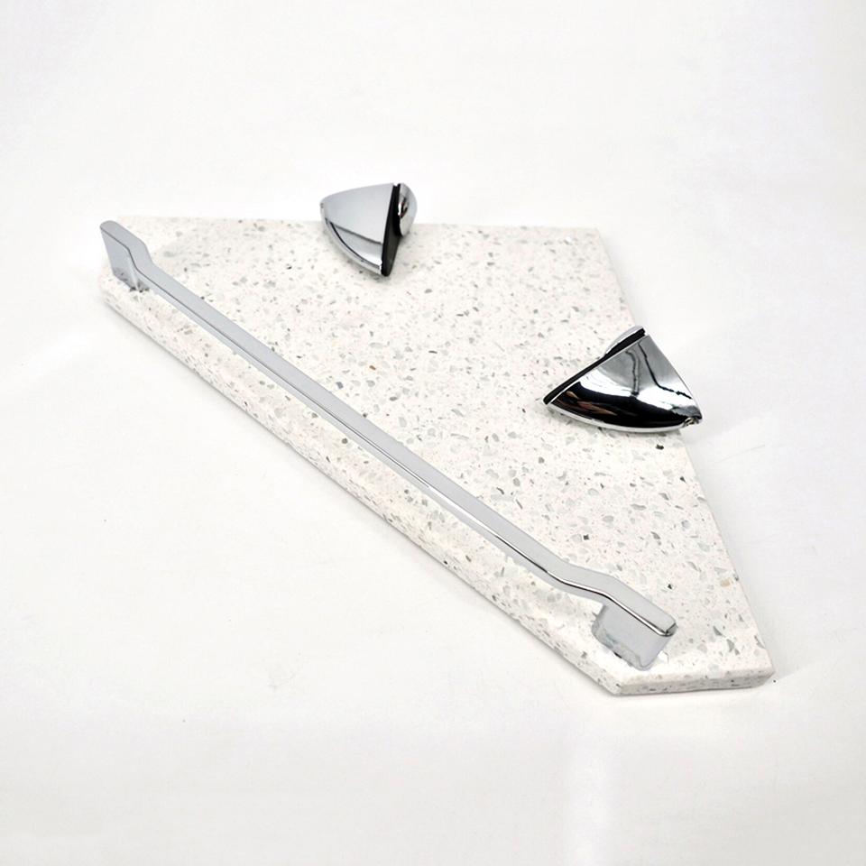 라돈측정 친환경 인조대리석(쿼츠스톤) 화이트 코너선반 가이드바