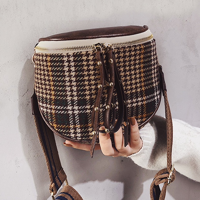 ♥브라운체크 힙색 메신저백 슬링백 (새상품)