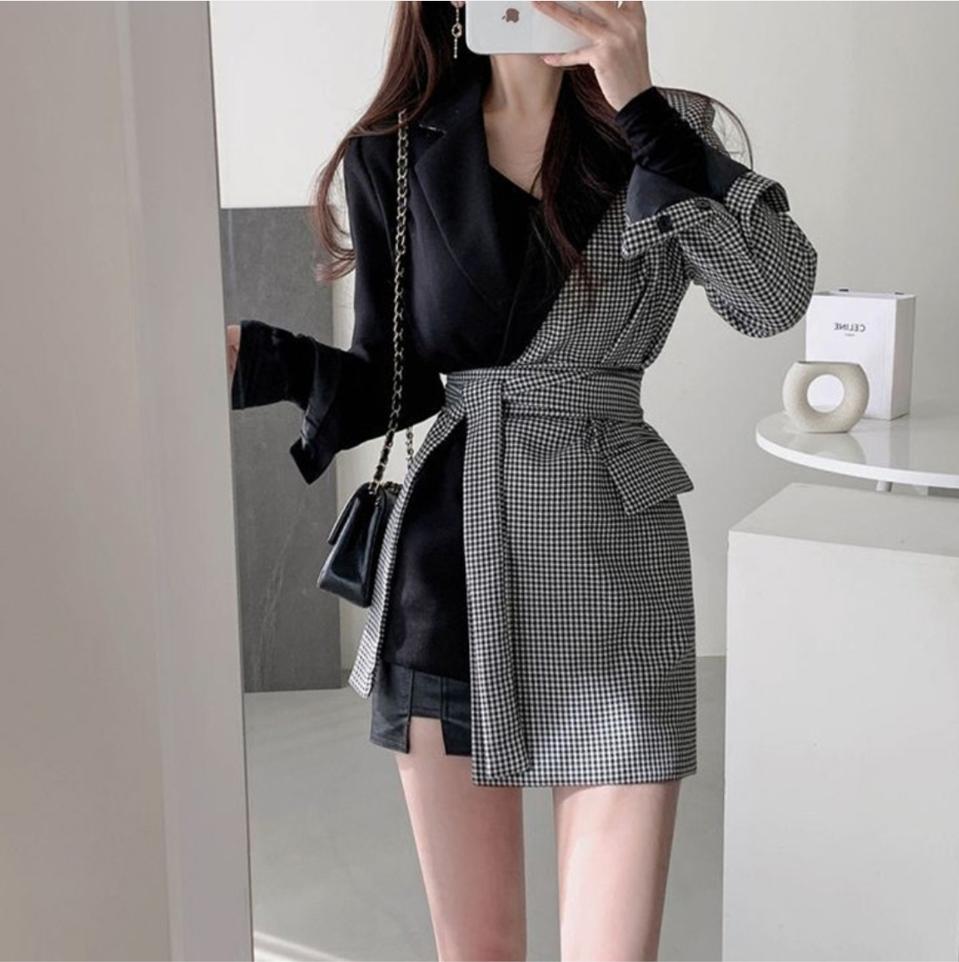 여성 하운드 블랙언발 자켓(벨트포함)