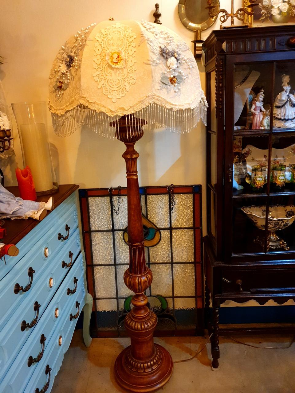 영국엔틱조명대형우드장스탠드