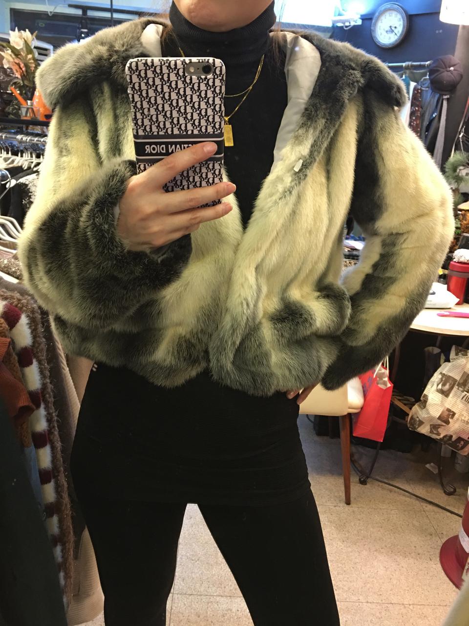 투톤밍크후드자켓