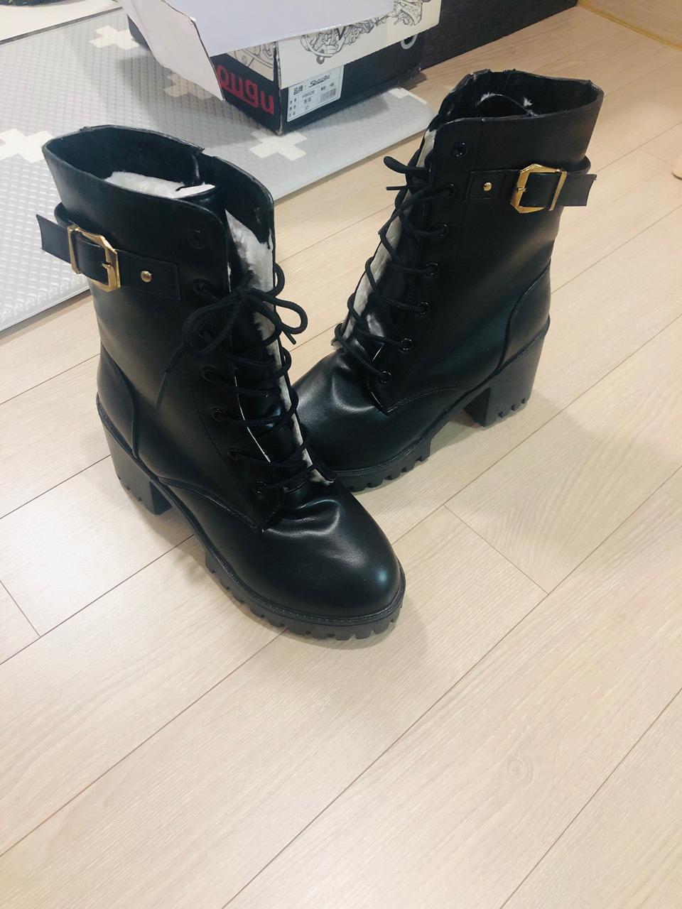 기모 롱부츠 힐 가죽부츠