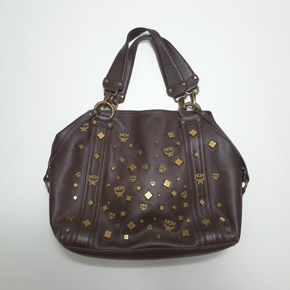 MCM 레더 징 장식 토트백 ( 정품 ) - USED