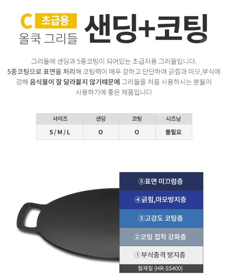 캠핑용 코팅 그리들 