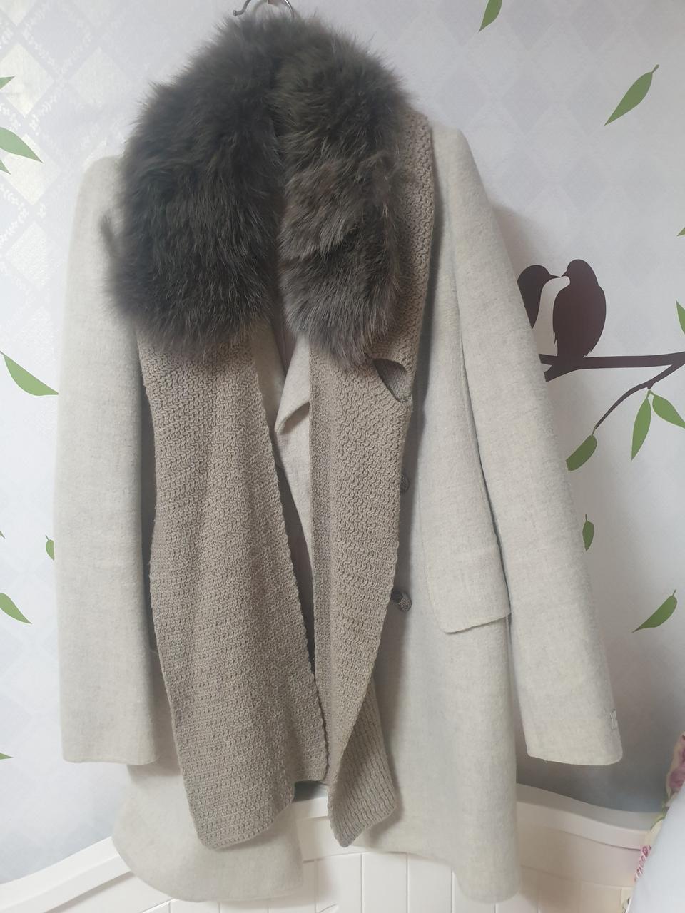 시스템 여우털 목도리 모직코트 55