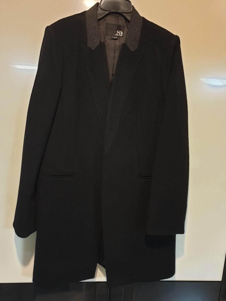 (새상품)씨(SI) 카라배색 블랙 롱자켓(77size)팝니다.