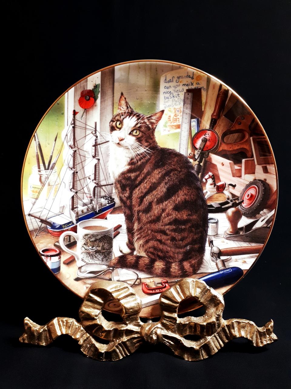❤앤틱소품 영국 로얄덜튼 고양이 장식접시