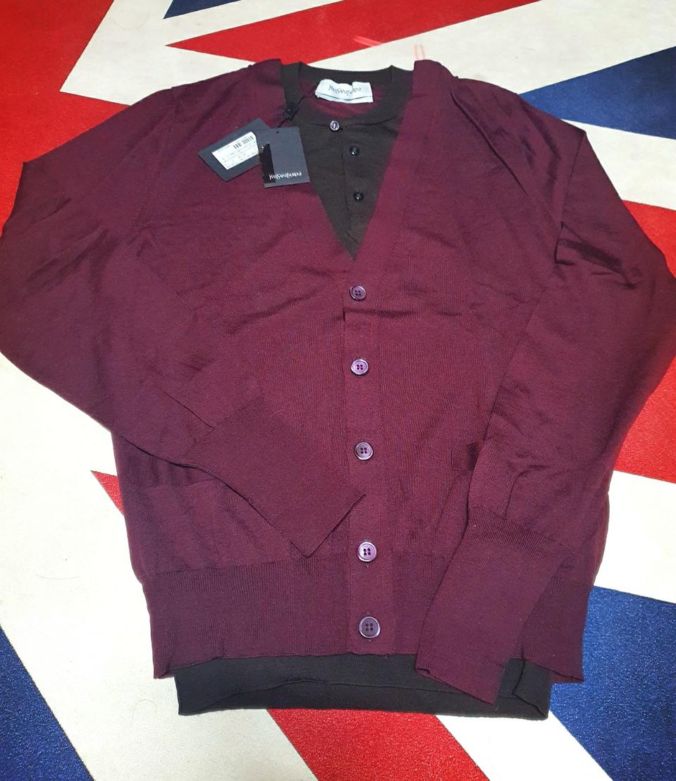 (정품)입생로랑 버건디 레이어드 가디건