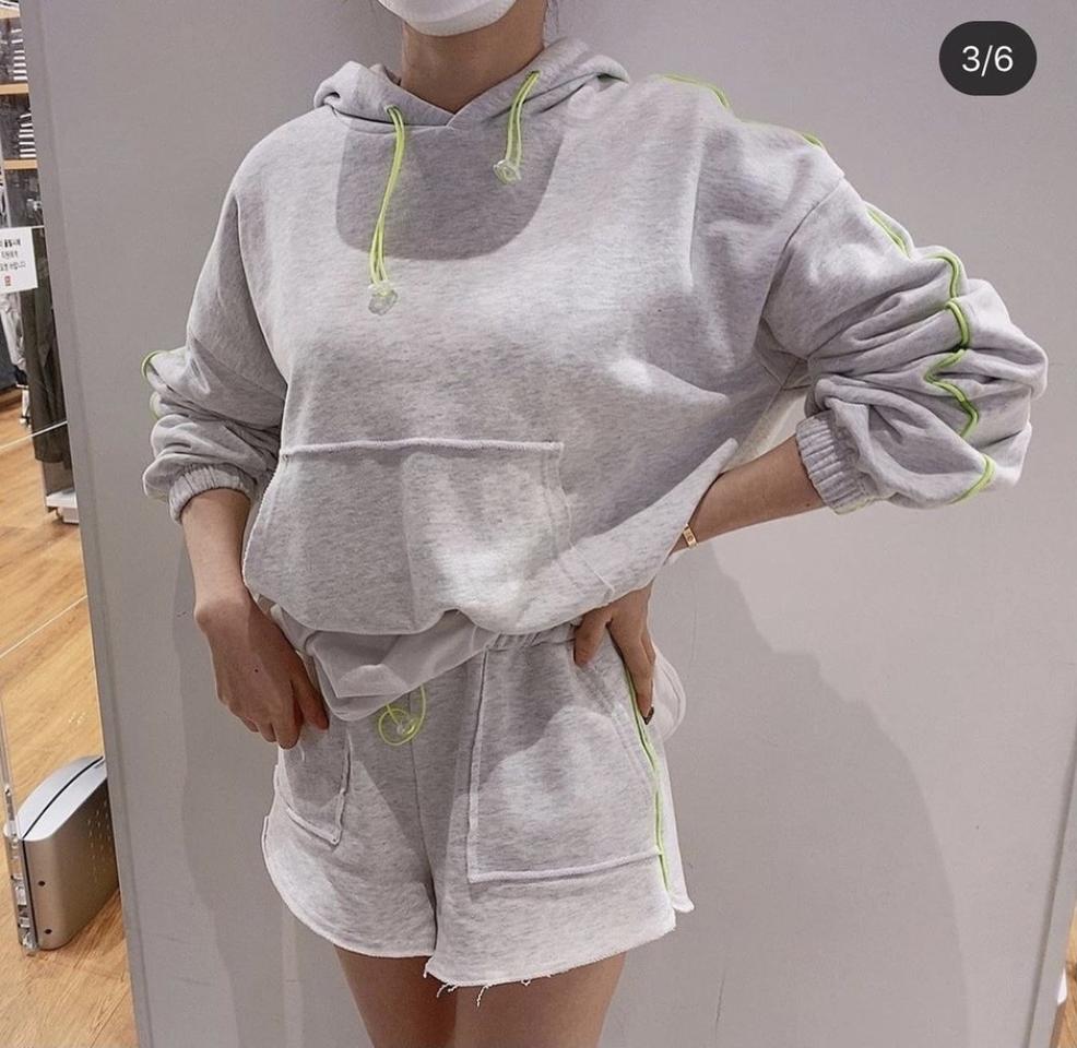 스트링 후드티 [라이트그레이]