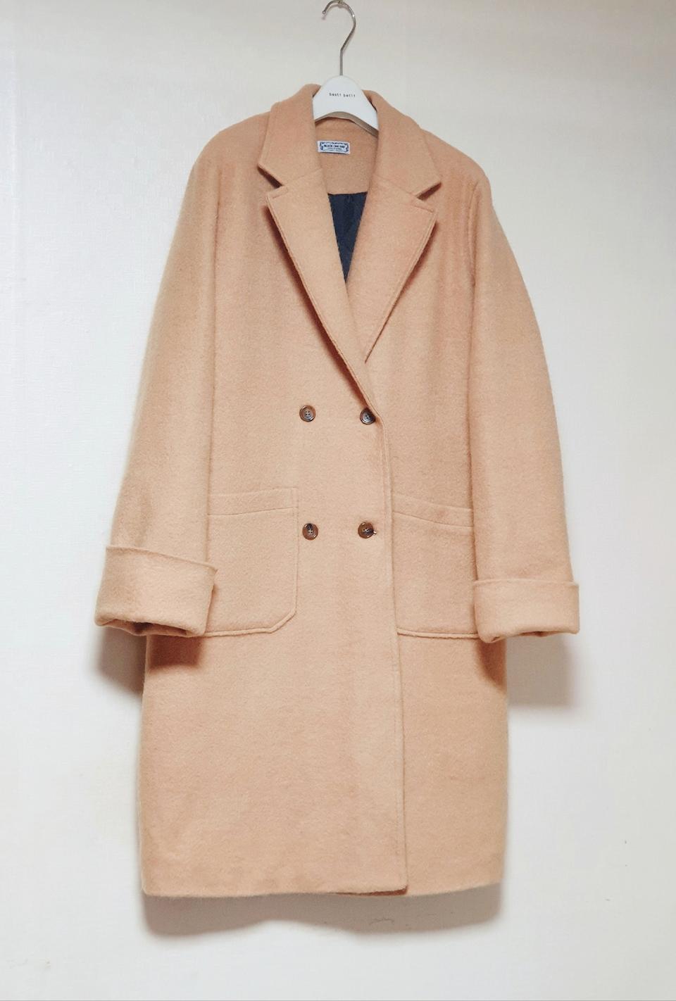 연 베이지 더블 롱 코트