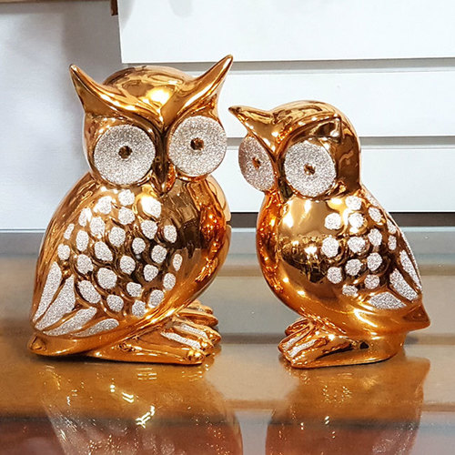황금색 연인부엉이커플 2p (도자기)