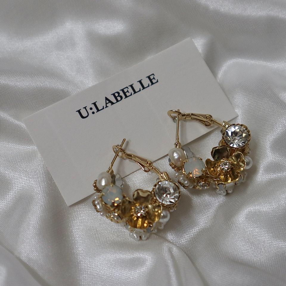 (새상품) 플라워 링 귀걸이 골드