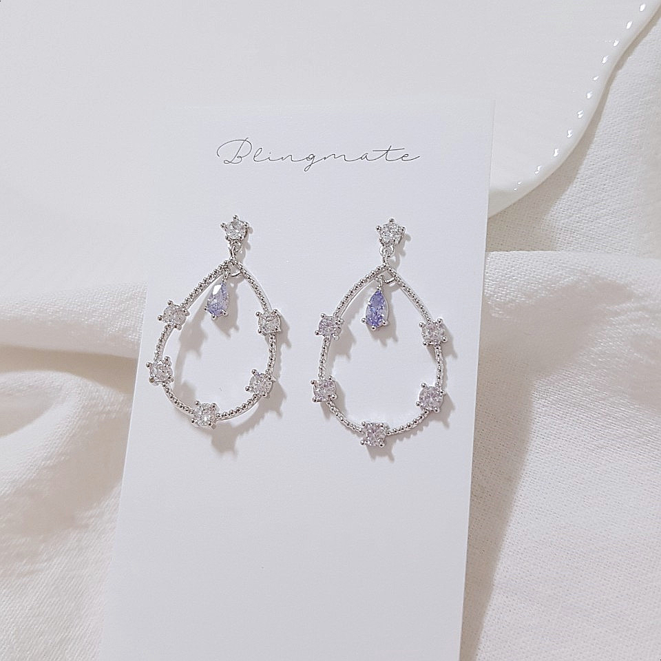 심플원형드롭귀걸이 은침