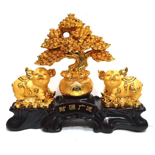 사금으로 입힌 생명수돼지 (좌대포함 , 마블재질)